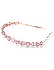 Bridal Headpiece Wedding Headband with Crystal and Hair Accessories (Rose Gold, 5.5'') - color: Rose Gold