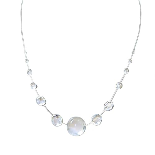 Water Drop Crystal Necklace for Women Simple Clear Minimalist Pendant Necklace Dew Drop Fashion Chain Choker Jewelry Gifts for Women