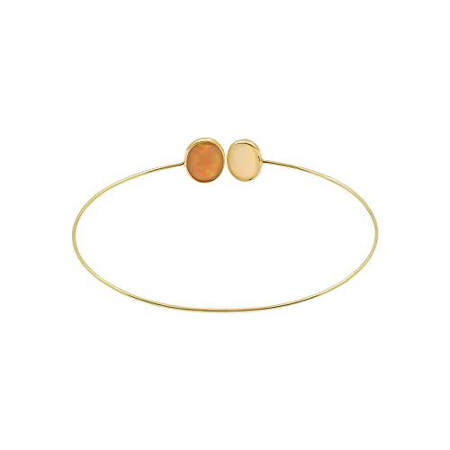 Memoria Bezel Opal Double Gemstone Cuff Bangle With 18K Solid Yellow Gold | Minimalist Oval Shape Opal Adjustable Indian Bangle Gift For Her | Simple Wear Cuffs Christmas Jewelry