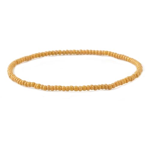 Handmade Stackable Rice Seed Beaded Ball Bracelets set for women, Romantic Boho Trendy Acrylic Glass Stretch Accessories Multi Layer Jewelry, Daily Wear Party Holiday Friendship Gift - color: Yellow