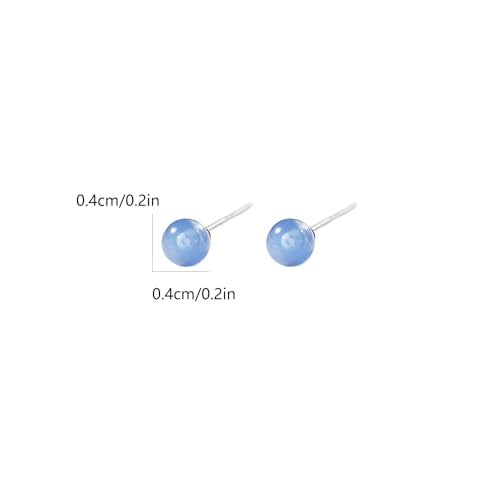 4mm Round Crystal Ball Stud Cartilage Earrings for Women 925 Sterling Silver Tiny Cute Artificial Birthstone 18g Tragus Post Hypoallergenic Piercing Ear Jewelry - color: Blue