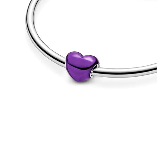 S925 Sterling Silver Enamel Colorful Heart Charm Fit Bracelets Necklaces | Black Pink Blue Green Red Enamel Heart Charms DIY Fashion Holiday Jewelry Gift Valentines Day & Anniversary for Women - color: Silver-0021