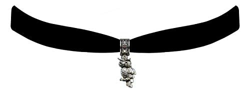 Victorian Vault Black Velvet Choker Jewelry Owl Pendant Necklace