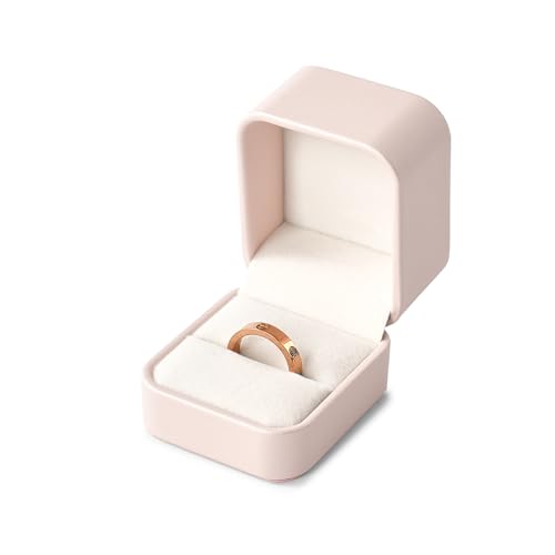Oirlv Luxury Leather Jewelry Ring Box Engagement Ring Box Wedding Day Keepsake Case Bridal Photo(Pink) - color: Pink, size: Ring Box