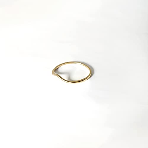 Gelin 10K Solid Gold Chevron Ring for Women - Dainty V Shape Stacking Band - Minimalist Wedding Ring