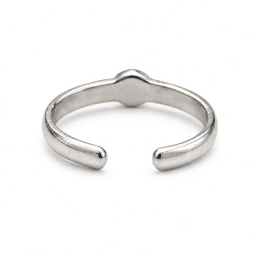 Sterling Silver Toe Ring, Adjustable Open Band, Handmade | Fits Toe, Knuckle or Pinky Ring | One Size Fits Most | Comfortable to Wear | Minimalist Style | Water Resistant - style: Stone Band