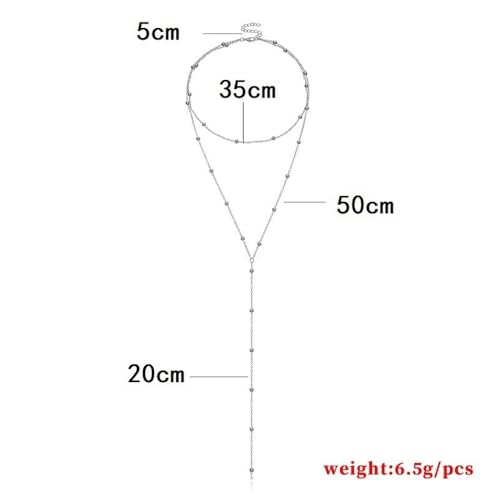 Layered Necklace for Women Dainty Silver/Gold Plated Long Necklaces for Women Trendy Lariat Y Shaped Cubic Zirconia Pendant Necklaces Fashion Jewelry for Women Gift - color: Silver