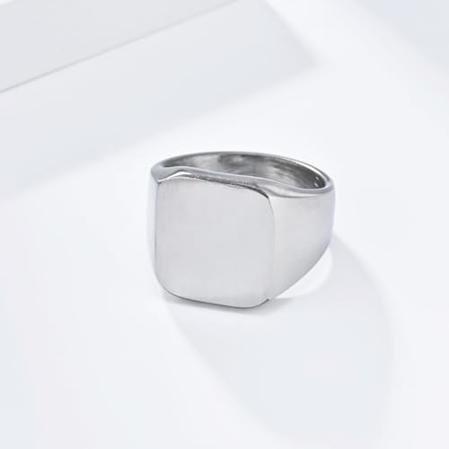 Nanafast Men's Brushed Rings Stainless Steel Square Signet Rings for Men, Chunky Signet Statement Rings, Father's Day Gift for Father Husband