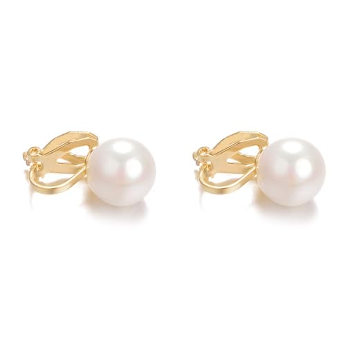Pearls Clip On Earrings Womens Clip on Earrings Non Pierced Clip on Pearls Women Hypoallergenic Trendy Wedding Jewelry - style: Women's pearl clip earrings