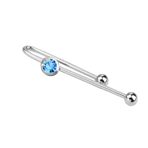 Men's Classic Luxury Zircon Crystal Tie Clip Silver Tone Light Brass Regular Necktie Tie Clip for Wedding Groomsmen Grooms Business Anniversary - style: Skyblue CZ&Silver