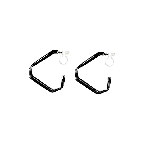 Hoop Invisible Clip On Earrings for Women Not Pierced Gold Small Twisted Hoop Comfortable Silver Large Clip On Earrings - color: Triangle Hoop Silver