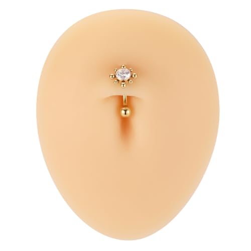 PEAKLINK G23 Titanium Belly Button Ring 14G Belly Piercing Jewelry Belly Barbell Navel Ring Navel Barbell Stud 8mm 10mm 12mm - color: Style2:Gold with Clear CZ