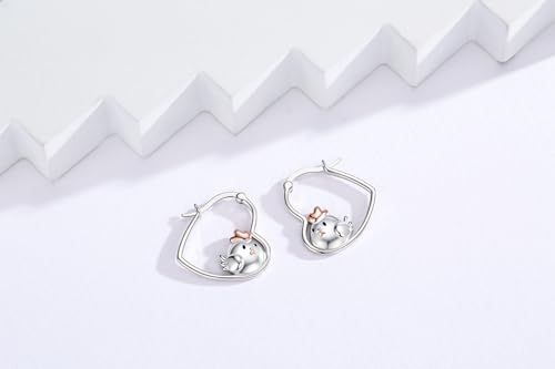 LES OSEWA Dog Animal Earrings Sterling Silver Animal Heart Hoop Dangle Earrings Cute Jewelry Gifts for Women - color: Chicken
