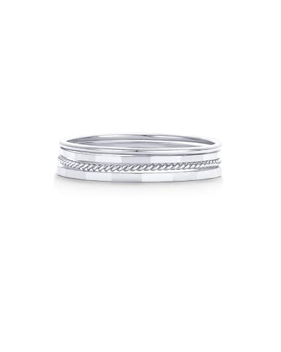 PAVOI 14K Gold Plated Four Pieces Thin Rings Set for Women | 4 Dainty Stacking Rings Pack | Minimalist Stackable Bands - color: White Gold