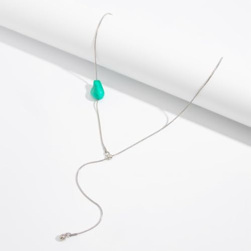 Minimalism Long Chain Y-necklace for Women Fashion Irregular Pendant Adjustable Statement Collarbone Necklace Simple Sweater Chain Holiday Jewelry Gifts - color: Green