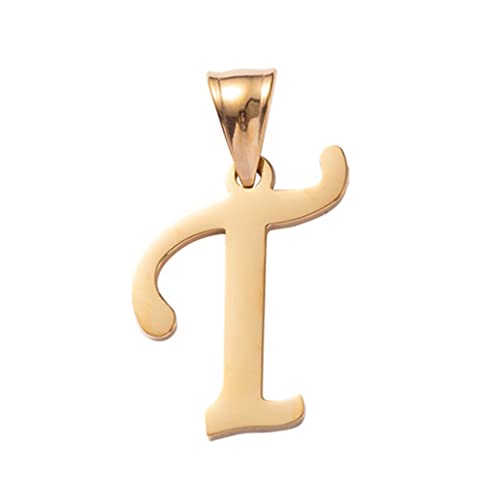 Initial Charms Gold Initial Pendant 14k Gold Letter Charm Name Pendant for Women and Men - style: T