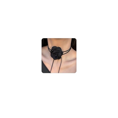 Black Choker Necklace Set Velvet Lace Choker Daisy Gothic Punk Classic Choker - color: black