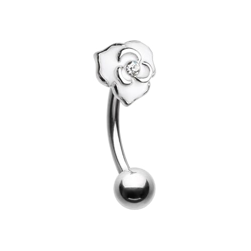 Blooming Rose Curved Barbell Eyebrow Ring