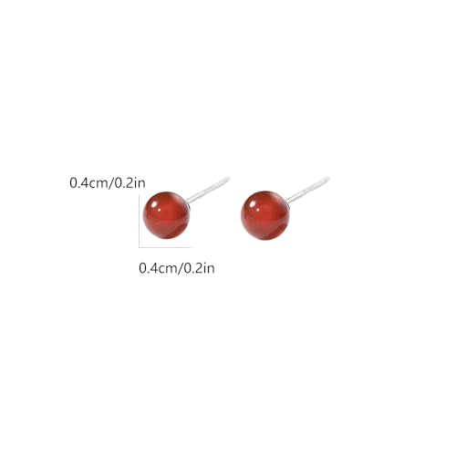 4mm Round Crystal Ball Stud Cartilage Earrings for Women 925 Sterling Silver Tiny Cute Artificial Birthstone 18g Tragus Post Hypoallergenic Piercing Ear Jewelry - color: Red
