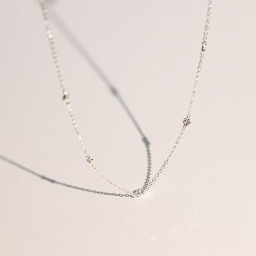 VRIUA Necklaces for Women - 14K Gold/Silver Plated Dainty Chain Necklace with Five Charms: Diamond, Bow, Snowflake, Cross, Flower, Clover, Butterfly, Heart, Star of David, and Star Trendy Jewelry - color: Silver, style: Station