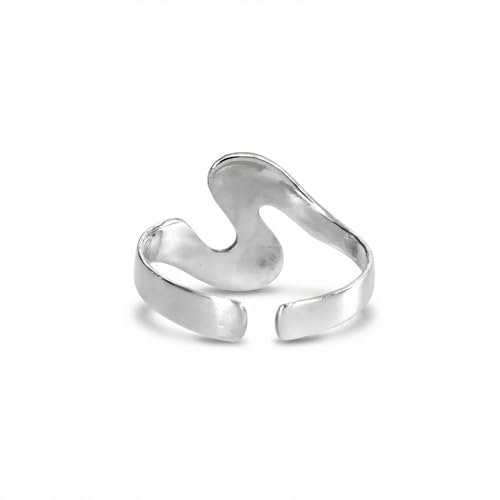 Sterling Silver Toe Ring, Adjustable Open Band, Handmade | Fits Toe, Knuckle or Pinky Ring | One Size Fits Most | Comfortable to Wear | Minimalist Style | Water Resistant - style: Swirl Band