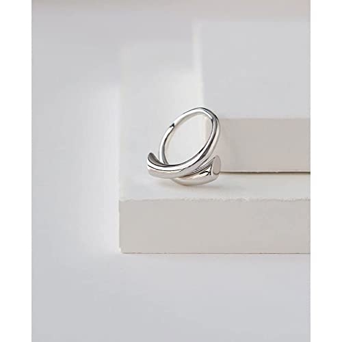 Adjustable 925 Sterling Silver Rings Double Line Thumb Ring Statement Minimalist Jewelry High Polish Open Ring for Women