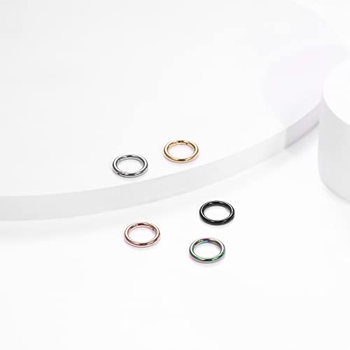 Aumeo 14G 16G 18G 20G Nose Ring Hoop Stainless Steel Hinged Segment Rings Hoops Nose Clicker Ring Tragus Helix Cartilage Daith Rook Earring Piercing Jewelry for Women Men - style: 5pcs 14g 8mm mixed colors