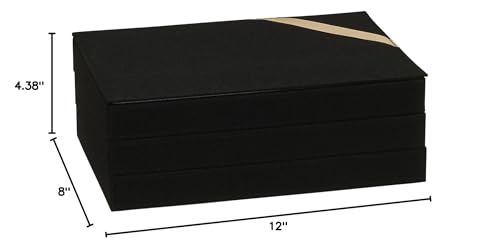Household Essentials Black Stacking Jewelry Organizer Stacking Boxes with Removable Lid - color: Black