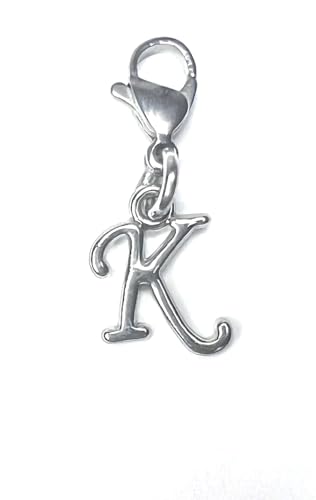 Initial Italic Cursive Stainless Steel Clasp Clip on Charm Graduation Cap Tassel Event Party Invitation Card Baby Shower Birthday Thank You Celebration Personalized Congratulations Choice of 26 Letters - style: Letter K