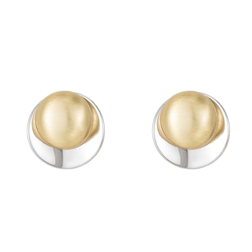 Geometric Chunky Stud Earrings for Women,Thick Brashed Matte Brass Metal Lightweight Dainty Trendy Statement Two-Tone Jewelry Earrings - color: Gold