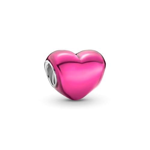 S925 Sterling Silver Enamel Colorful Heart Charm Fit Bracelets Necklaces | Black Pink Blue Green Red Enamel Heart Charms DIY Fashion Holiday Jewelry Gift Valentines Day & Anniversary for Women - color: Silver-0562