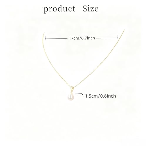 Gold Drop Pearl Necklaces for Women,Dainty Pearl Choker Necklace 14k Gold Plated Charm Prom Pearl Necklaces Jewelry Gifts for Women - color: 1pearl