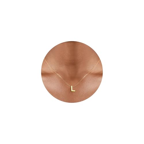 Gold Initial Necklace for Women - Dainty Letter Pendant Necklaces, Adjustable 18+3 Inch Chain, Personalized Gift Trendy Jewelry for Mom, Daughter, Wife (Choose Letter A-Z) - color: L