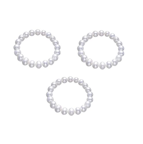 Pingyongchang Elastic Pearl Bracelet Stackable Stretch Bracelet Wedding Accessories Bridesmaid Bracelet 8MM Faux Pearl Bracelet Bridal Party Prom Beaded Bracelet - color: 5pcs