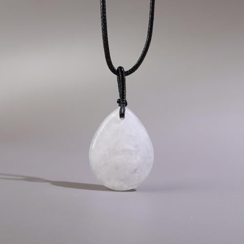 Teardrop Gemstone Necklaces for Women, Healing Crystal Pendant Necklace Birthstone Jewelry for Women - color: Clear Quartz