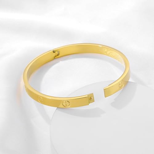 Women's Stainless Steel 18K Gold-Plated Cubic Zirconia Bracelet, Love and Friendship Jewelry Bracelet, Cuff Crystal Jewelry for Mother's Day, Father's Day, Valentine's Day, the Best Gifts for Married and Birthdays - color: Cross Gold