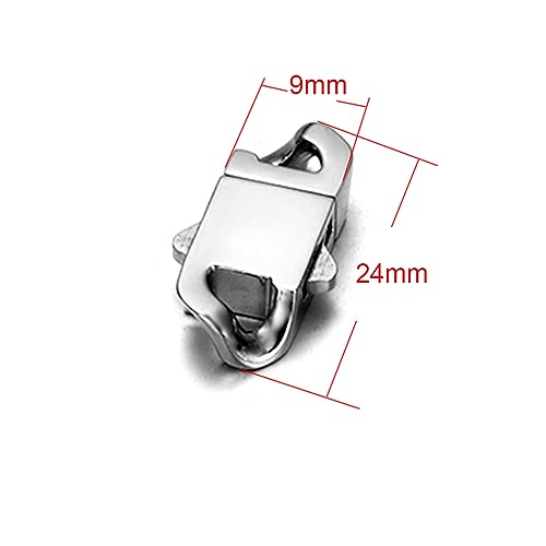 2 Sets Stainless Steel Spring Clasps Cuban Link Clasp for Chain Bracelet and Necklace Buckle Jewelry Making Supplies (9mm Wide, Mirror Steel) - size: 9mm Wide