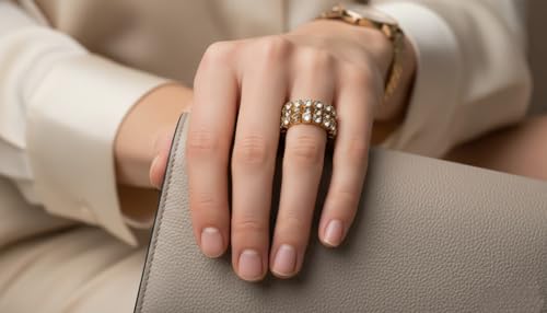 Sparkling Rhinestone Ring Set Trendy Elastic Rhinestone Crystal Stretch Ring Stackable Jewelry for Women Girls - color: 3 Rows Ring-Golden+White+Crystal Yellow