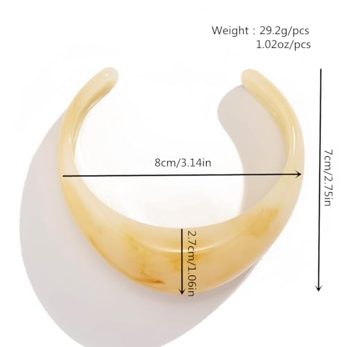 COLORFUL BLING Multicolor Mottled Chunky Acrylic Bangle Thick Wide Resin Geometric Open Cuff Bracelet for Women Wristbands Statement Jewelry - color: Beige