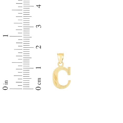 Floreo 10k Yellow Gold 0.45" Personalized Lighting Alphabet Letter A - Z Initial Charm Pendant with optional Extendable Chain Necklace - size: Pendant Only, style: - C -