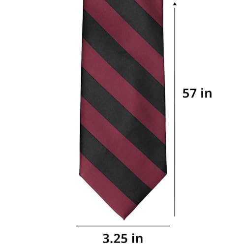 tiemart Men's Striped Tie Standard Length - color: Burgundy and Black