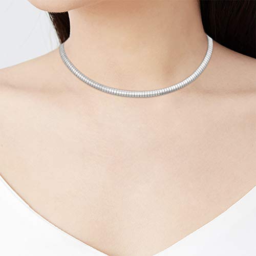 Italian Omega Chain Necklace - color: Silver, size: 6mm