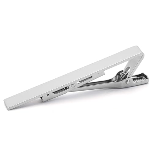 Custom Father Gifts Personalized Tie Clips for Men Custom Tie Bar Clips | Classic Pinch Engraved Text Stainless Steel Tie Bar Dad Personalized Gift Fathers Day - color: SILVER