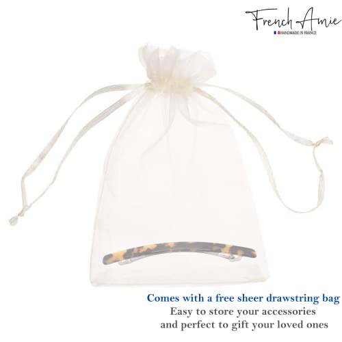 French Amie Long and Thin Large 4 Inch Acetate Hair Clip Barrette | Handmade Shell For Women Girls Teens Adults Everyday Style - color: Tokyo