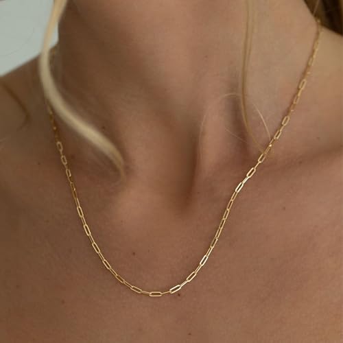 Swyabi 20 PCS Paperclip Necklace Bracelet Chains Bulk for Jewelry Making | 18K Stainless Steel, Gold Plated, with Extender, No Fade, No Rust, Adjustable, for Men Women DIY - color: 2.5x6.5mm Gold