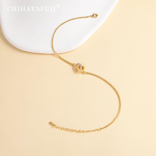 Sterling Silver Ankle Bracelets for Women 14k Gold Plated Waterproof Layered Stackable Bead Chain Infinity Charm Non Tarnish Large Adjustable Summer Party Beach Jewelry Gift - color: goldA