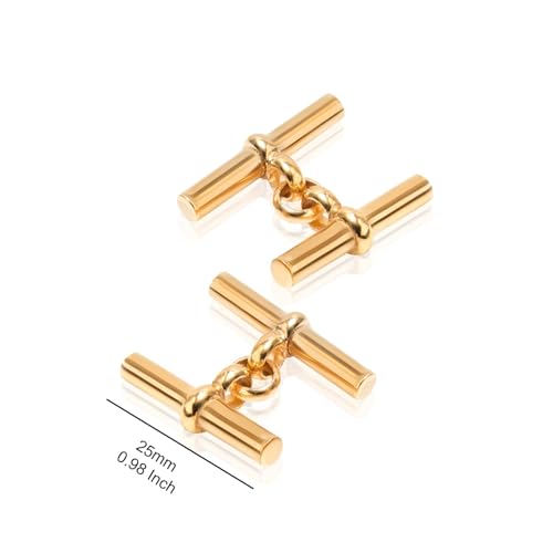 LeCalla 925 Sterling Silver Men's Cufflink | Silver Cufflinks For Men Jewelry | 14K Gold-Plated Cufflinks Business Wedding Shirt Accessories Gift for Son, Father, Husband - style: Gold-Plated T-Bar with Customized Box