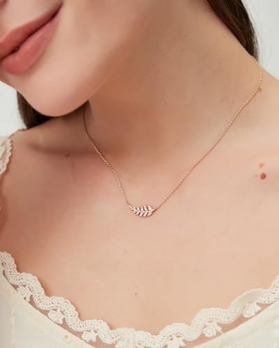 COBI Jewelry Set for Women, 18K Gold & Rhodium Plated CZ Necklace & Earrings, Clover Halo Infinity Solitaire Feather Designs, Dainty Crystal Pendant Sets, Trendy Fashion Gifts for Her - style: Feather