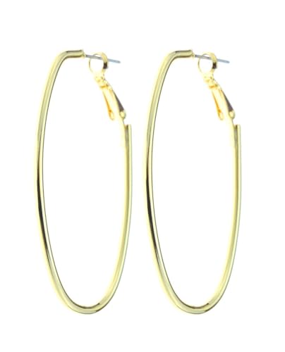 Women's Fashion Dangling Hoop Earrings Made In Korea - color: Long Oval Gold-Tone, size: 21mm