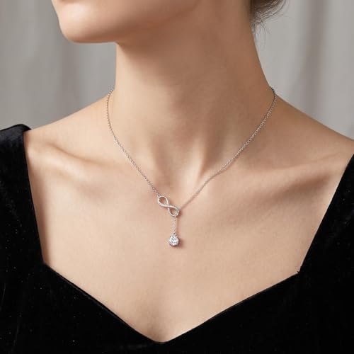 YYB Y Necklace Infinity/Heart/Cross/Faith Pendant Lariat Necklace for Women Drop Necklaces Christian Jewelry Birthday Anniversary Mothers Day Gifts for Mom Sister Girlfriend - color: Infinity Necklace